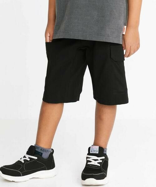 WASK / ワスク ショート・ハーフ・半端丈パンツ | 5.5丈 クライマー・メッシュポケット ナイロンパンツ(110~160cm)（ブラック）