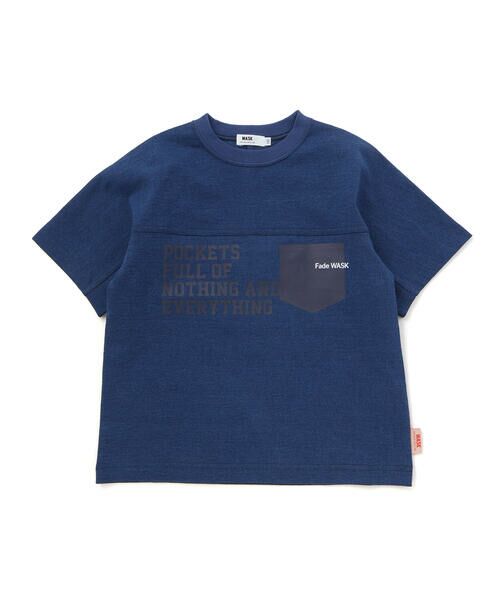 WASK / ワスク Tシャツ | ヴィンテージ天竺ロゴBIG Tシャツ(110~160cm)(ブルー)