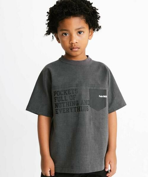 WASK / ワスク Tシャツ | ヴィンテージ天竺ロゴBIG Tシャツ(110~160cm)(グレー)