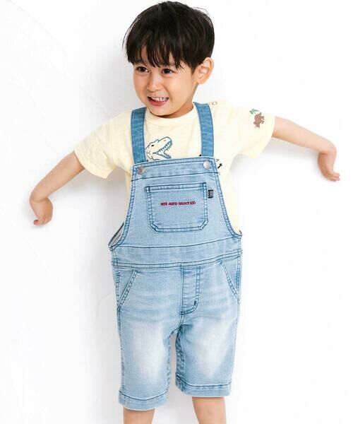 WASK / ワスク サロペット・オールインワン | ロゴ刺しゅうストレッチデニムオーバーオール(80〜100cm）（ブルー）