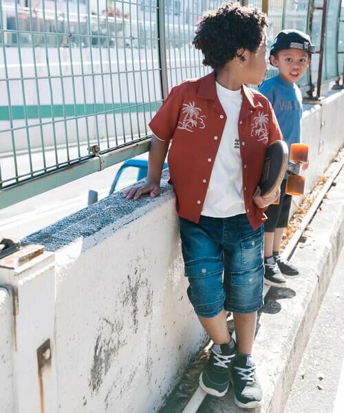 WASK / ワスク ショート・ハーフ・半端丈パンツ | 【接触冷感】6分丈 フラップポケット ストレッチデニムパンツ(110~160cm) | 詳細3