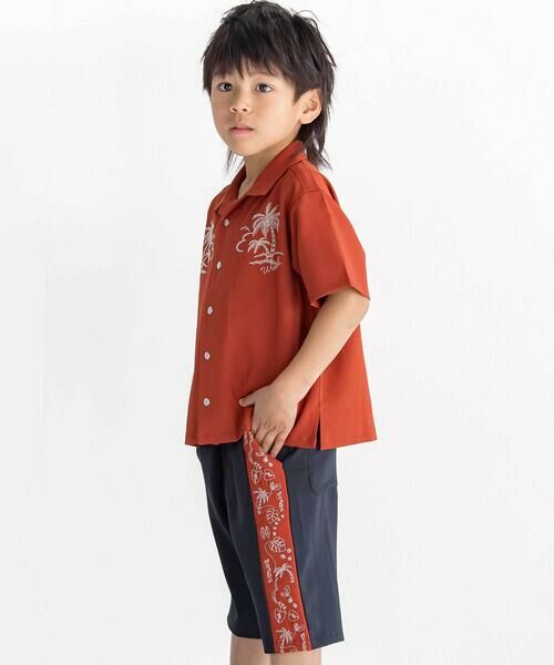 WASK / ワスク ショート・ハーフ・半端丈パンツ | 5.5分丈 パームステッチバイカラー トロストレッチパンツ(110~160cm) | 詳細3