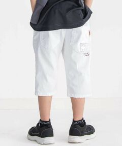 WASK / ワスク ショート・ハーフ・半端丈パンツ | 【接触冷感】６分丈ロゴパッチ ホワイトストレッチデニム(110~160cm)
