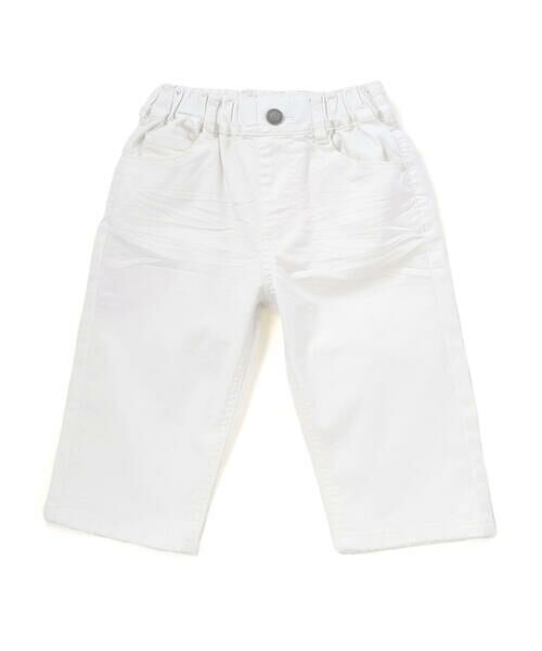 WASK / ワスク ショート・ハーフ・半端丈パンツ | 【接触冷感】６分丈ロゴパッチ ホワイトストレッチデニム(110~160cm) | 詳細3