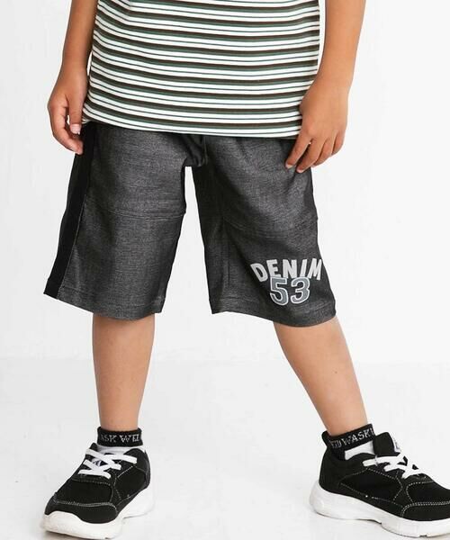 WASK / ワスク ショート・ハーフ・半端丈パンツ | 5.5分丈 ベルトロゴストレッチツイルパンツ（ブラック）