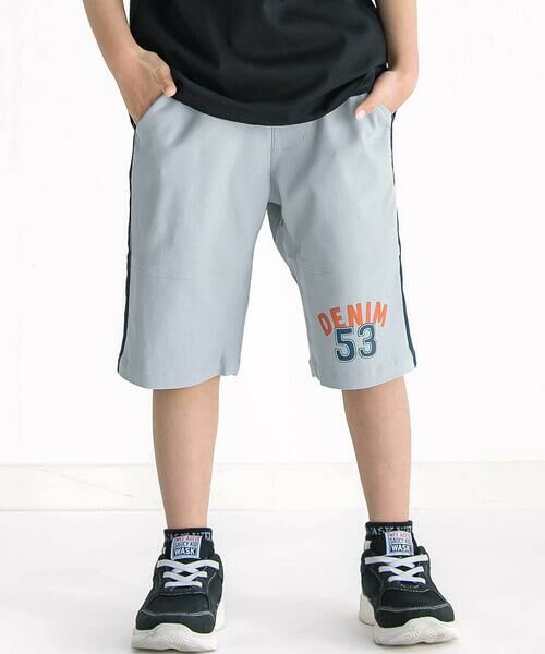 WASK / ワスク ショート・ハーフ・半端丈パンツ | 5.5分丈 ベルトロゴストレッチツイルパンツ（グレー）