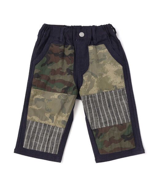 WASK / ワスク ショート・ハーフ・半端丈パンツ | インディゴ×迷彩ストレッチ6分丈パンツ(110~160cm) | 詳細4