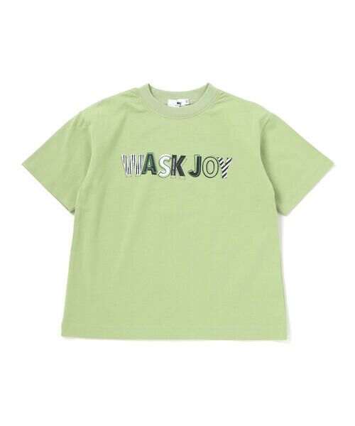 WASK / ワスク Tシャツ | 【接触冷感】刺しゅう風ロゴプリントBIGTシャツ(110~160cm)（グリーン）