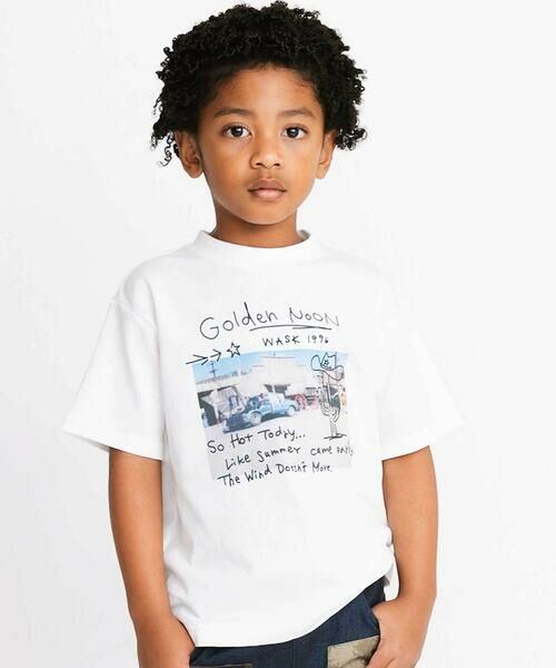 WASK / ワスク Tシャツ | 【接触冷感】フォトプリントBIGTシャツ(110~160cm)（ホワイト）