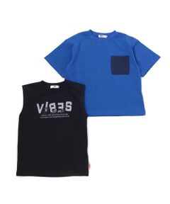 WASK / ワスク その他トップス | 異素材ポケットTシャツ＆ノースリーブセット(110~160cm)