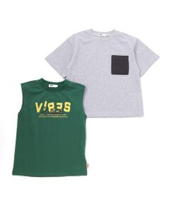 WASK / ワスク その他トップス | 異素材ポケットTシャツ＆ノースリーブセット(110~160cm)