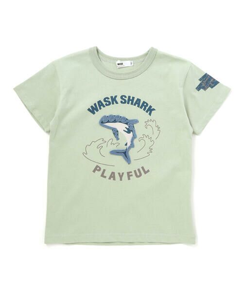 WASK / ワスク Tシャツ | 【接触冷感】シャークコード刺しゅう半袖 Tシャツ(100~160cm)（グリーン）