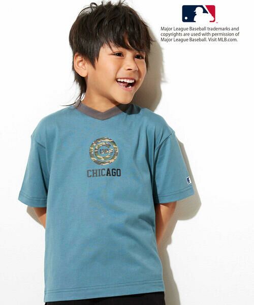 WASK / ワスク Tシャツ | 【MLB】 モチーフ VネックTシャツ(100~160cm)(ブルー)