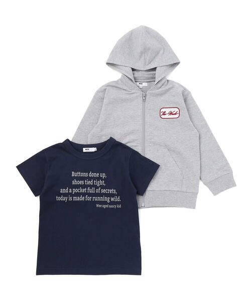 WASK / ワスク その他トップス | 2WAYフードパーカー&ロゴ半袖Tシャツセット(110~160cm)(グレー)
