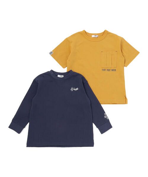 WASK / ワスク その他トップス | ワークポケット半袖Tシャツ&袖ロゴロンTセット(100~160cm) | 詳細4