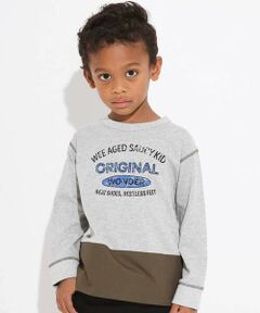 WASK / ワスク Tシャツ | リップストップ切替カレッジロゴTシャツ(100~160cm)