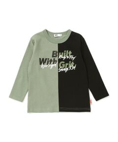 WASK / ワスク Tシャツ | バイカラーロゴ 発泡プリント長袖Tシャツ(100~160cm)