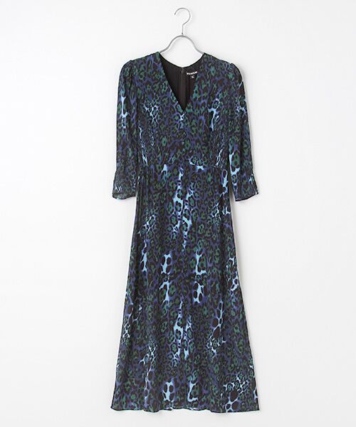 セール】 Night Cat Print Midi Dress （ロング・マキシ丈ワンピース