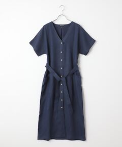 Linen Belted Midi Dress