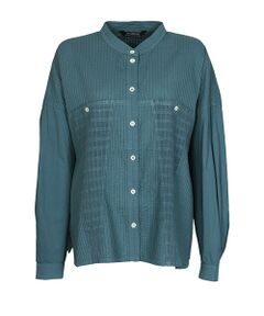 YACCOMARICARD / ヤッコマリカルド シャツ・ブラウス | ﾁｪﾝﾏｲ+ﾛｰﾝ部分ﾋﾟﾝ ｽﾀﾝﾄﾞ襟 長袖BL