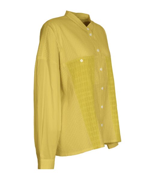 YACCOMARICARD / ヤッコマリカルド シャツ・ブラウス | ﾁｪﾝﾏｲ+ﾛｰﾝ部分ﾋﾟﾝ ｽﾀﾝﾄﾞ襟 長袖BL | 詳細1