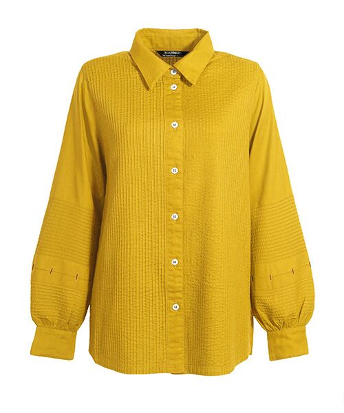 YACCOMARICARD / ヤッコマリカルド シャツ・ブラウス | ｿﾌﾄﾂｲﾙｺｯﾄﾝ前ﾋﾟﾝ 袖ﾀｯｸ配色ｶﾝﾇｷ 長袖BL（枇杷）