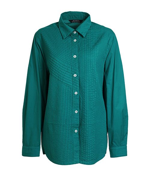 YACCOMARICARD/ヤッコマリカルド ローン部分ピン山高ピン長袖BL 孔雀緑 サイズ2 YACCOMARICARD/ヤッコマリカルド ローン部分ピン山高ピン長袖BL 孔雀緑 サイズ2