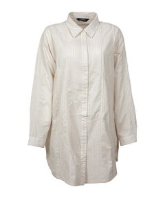 YACCOMARICARD / ヤッコマリカルド シャツ・ブラウス | ﾛｰﾝ 半円切替+縦ｽﾄﾗｲﾌﾟﾋﾟﾝ 長袖ﾁｭﾆｯｸBL