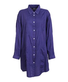 YACCOMARICARD / ヤッコマリカルド シャツ・ブラウス | ﾛｰﾝ 半円切替+縦ｽﾄﾗｲﾌﾟﾋﾟﾝ 長袖ﾁｭﾆｯｸBL