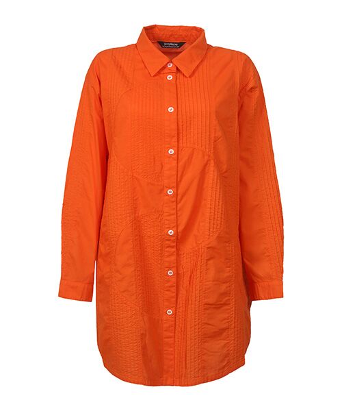 YACCOMARICARD/ヤッコマリカルド ローン 半円切替+縦ストライプピン 長袖チュニックBL 鬼灯 サイズ2 YACCOMARICARD/ヤッコマリカルド ローン 半円切替+縦ストライプピン 長袖チュニックBL 鬼灯 サイズ2