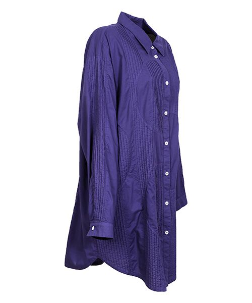 YACCOMARICARD / ヤッコマリカルド シャツ・ブラウス | ﾛｰﾝ 半円切替+縦ｽﾄﾗｲﾌﾟﾋﾟﾝ 長袖ﾁｭﾆｯｸBL | 詳細1