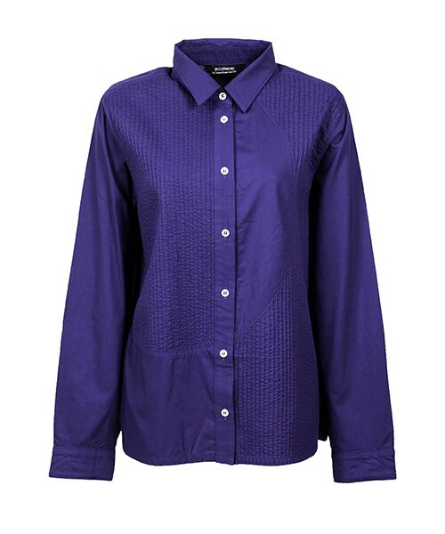 YACCOMARICARD/ヤッコマリカルド ローン部分ピン幾何学キリカエ 袖襟無地 長袖BL 紫群青 サイズ1 YACCOMARICARD/ヤッコマリカルド ローン部分ピン幾何学キリカエ 袖襟無地 長袖BL 紫群青 サイズ1