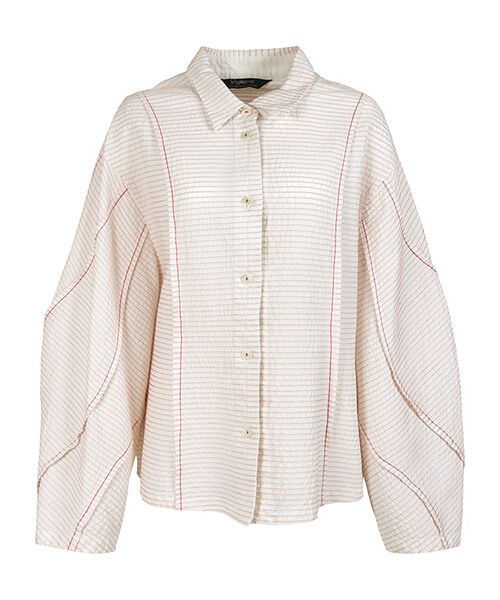 YACCOMARICARD/ヤッコマリカルド ローンピンチングタック総ピン Wシェイプ立体長袖BL ジャスミンホワイト サイズ1 YACCOMARICARD/ヤッコマリカルド ローンピンチングタック総ピン Wシェイプ立体長袖BL ジャスミンホワイト サイズ1