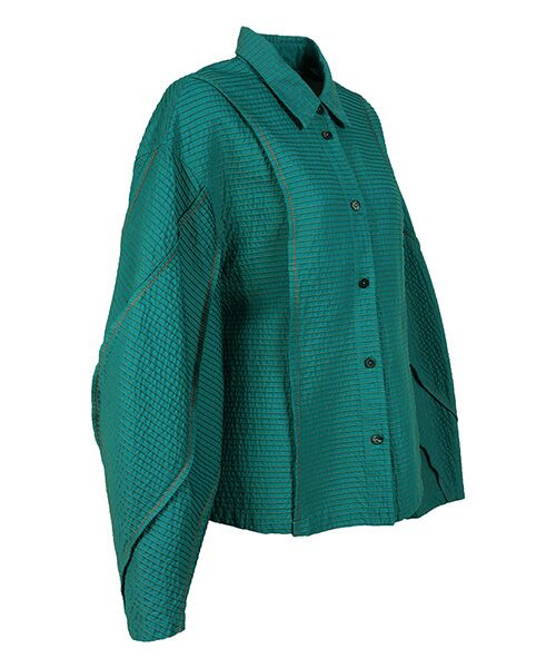 YACCOMARICARD / ヤッコマリカルド シャツ・ブラウス | ﾛｰﾝﾋﾟﾝﾁﾝｸﾞﾀｯｸ総ﾋﾟﾝ Wｼｪｲﾌﾟ立体長袖BL | 詳細1