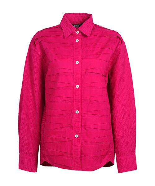 YACCOMARICARD / ヤッコマリカルド シャツ・ブラウス | ﾄﾗｲｱﾝｸﾞﾙﾀｯｸ+ﾋﾟﾝ ｼｬﾂ襟袖ﾋﾟﾝ 長袖BL（ダリアピンク）