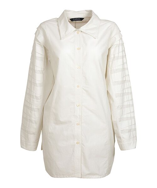 YACCOMARICARD / ヤッコマリカルド シャツ・ブラウス | ﾄﾗｲｱﾝｸﾞﾙﾀｯｸ袖部分 後曲線ｷﾘｶｴ ﾁｭﾆｯｸBL（ジャスミンホワイト）