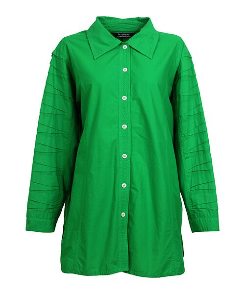 YACCOMARICARD / ヤッコマリカルド シャツ・ブラウス | ﾄﾗｲｱﾝｸﾞﾙﾀｯｸ袖部分 後曲線ｷﾘｶｴ ﾁｭﾆｯｸBL（若葉）