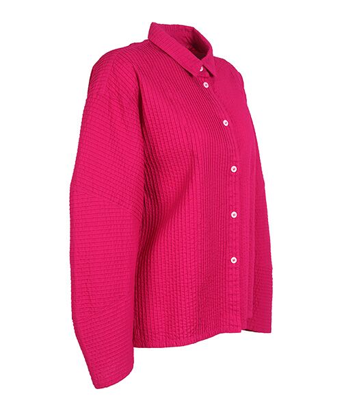 YACCOMARICARD / ヤッコマリカルド シャツ・ブラウス | ﾛｰﾝ総ﾋﾟﾝ Wﾏｰｸ 横ﾋﾟﾝ切替立体長袖 BL | 詳細1