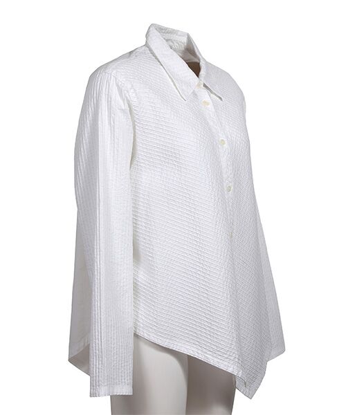 YACCOMARICARD / ヤッコマリカルド シャツ・ブラウス | ﾛｰﾝ総ﾋﾟﾝ 斜ﾒ総ﾋﾟﾝ 裾ｱｼﾒ 長袖BL | 詳細1