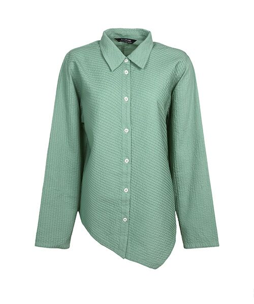 YACCOMARICARD/ヤッコマリカルド ローン総ピン 斜メ総ピン 裾アシメ 長袖BL 翡翠 サイズ2 YACCOMARICARD/ヤッコマリカルド ローン総ピン 斜メ総ピン 裾アシメ 長袖BL 翡翠 サイズ2