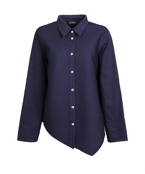 YACCOMARICARD/ヤッコマリカルド ローン総ピン 斜メ総ピン 裾アシメ 長袖BL 紺紫 サイズ2 YACCOMARICARD/ヤッコマリカルド ローン総ピン 斜メ総ピン 裾アシメ 長袖BL 紺紫 サイズ2