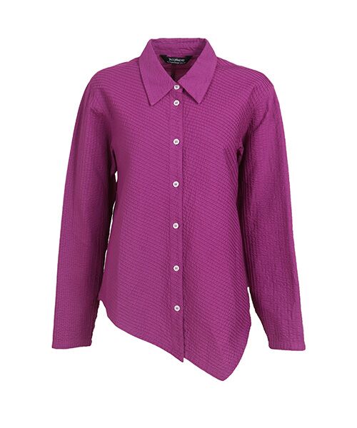 YACCOMARICARD / ヤッコマリカルド シャツ・ブラウス | ﾛｰﾝ総ﾋﾟﾝ 斜ﾒ総ﾋﾟﾝ 裾ｱｼﾒ 長袖BL（ビーツパープル）