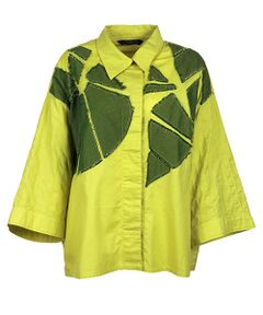 YACCOMARICARD / ヤッコマリカルド シャツ・ブラウス | ﾎﾞﾀﾆｶﾙｶｯﾄﾜｰｸ ﾋﾖｸ ｼｬﾂ襟 ﾋﾟﾝﾀｯｸ7分袖BL