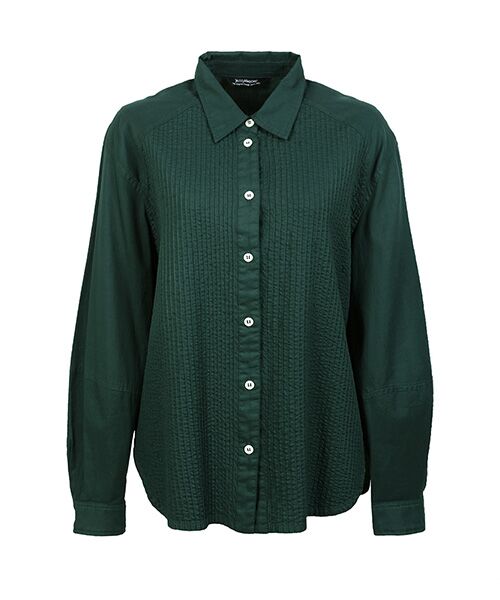 YACCOMARICARD / ヤッコマリカルド シャツ・ブラウス | ｿﾌﾄﾂｲﾙｺｯﾄﾝ部分ﾋﾟﾝ 肩ｶｰﾌﾞﾖｰｸ 長袖BL（エバーグリーン）
