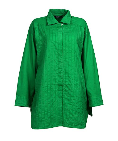 YACCOMARICARD / ヤッコマリカルド シャツ・ブラウス | ｿﾌﾄﾂｲﾙｺｯﾄﾝ2種 無地長袖 ﾁｭﾆｯｸ丈BL（若葉）