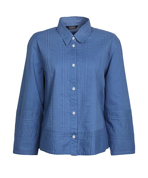 YACCOMARICARD / ヤッコマリカルド シャツ・ブラウス | ﾛｰﾝ部分ﾗﾝﾀﾞﾑﾋﾟﾝ ｳｴｽﾄ&袖横ｷﾘｶｴ7分袖BL（ブルーオーキッド）