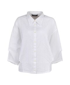 YACCOMARICARD / ヤッコマリカルド シャツ・ブラウス | ﾛｰﾝ前ﾋﾟﾝﾀｯｸ後無地ﾎﾟｲﾝﾃｨ七分袖ｼｬﾂ