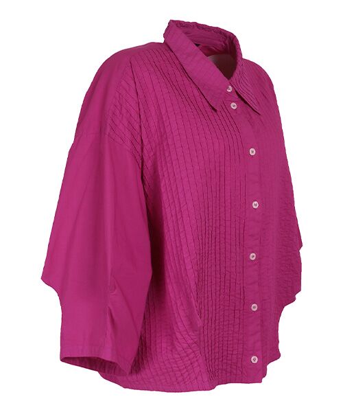 YACCOMARICARD / ヤッコマリカルド シャツ・ブラウス | ﾛｰﾝ前ﾋﾟﾝﾀｯｸ後無地ﾎﾟｲﾝﾃｨ七分袖ｼｬﾂ | 詳細1