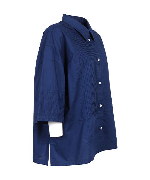 YACCOMARICARD / ヤッコマリカルド シャツ・ブラウス | ﾛｰﾝ前部分ﾋﾟﾝ&格子ﾋﾟﾝ五分袖ｼｮｰﾄ丈ｼｬﾂ | 詳細1