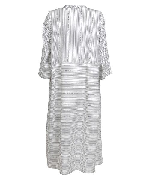 YACCOMARICARD / ヤッコマリカルド ロング・マキシ丈ワンピース | ｲﾝﾄﾞ刺子織柄ﾀﾃﾖｺ柄 ｽﾀﾝﾄﾞ襟 7分袖OP | 詳細2